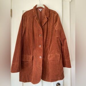 J Jill Brown Corduroy Long Blazer